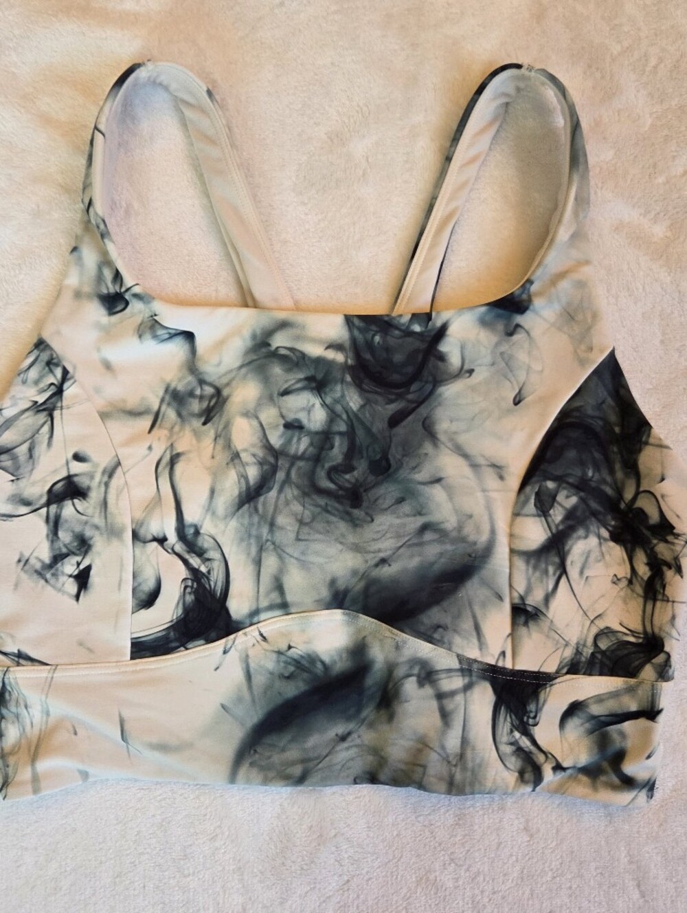 Calia Cream & Black Smoke-Print Sports Camisole
